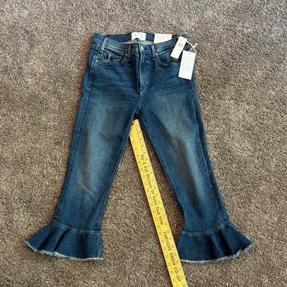 McGuire Denim Dark Blue Ruffle Hem Flare Jeans - Picture 1 of 7